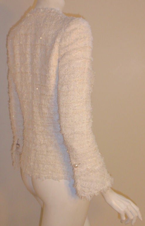 chanel white tweed blazer