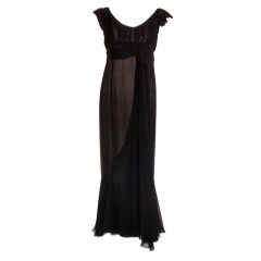 Helen Rose Black Chiffon Gown, Circa 1950's 6