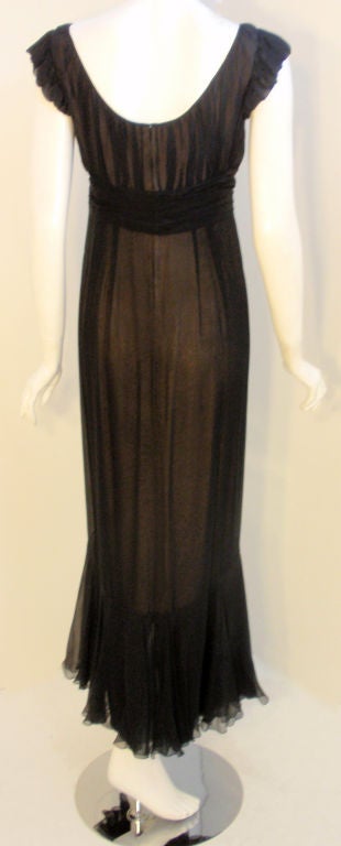 Women's Helen Rose Black Chiffon Gown, Circa 1950's For Sale