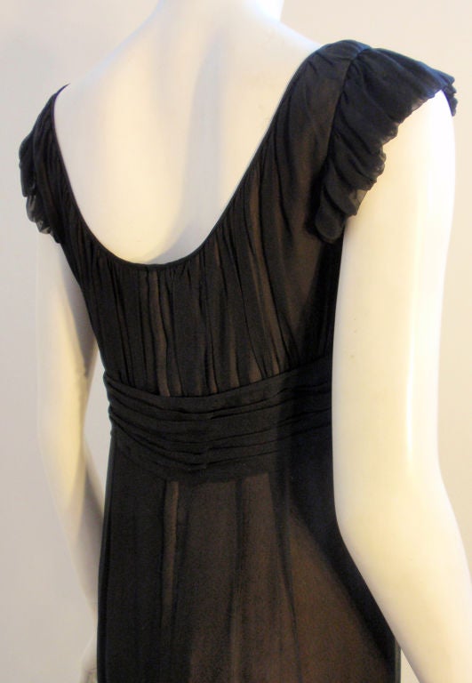 Helen Rose Black Chiffon Gown, Circa 1950's For Sale 2