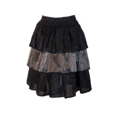Valentino Three Tier Black and Silver Evening Skirt, Circa 1980's Size 4 9
