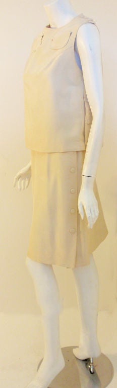 Orange Madam Gres 2pc Cream Top and Skirt Set, Circa 1960 For Sale