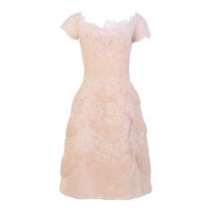 Ceil Chapman Light Pink Lace Cocktail Dress, Circa 1950 1