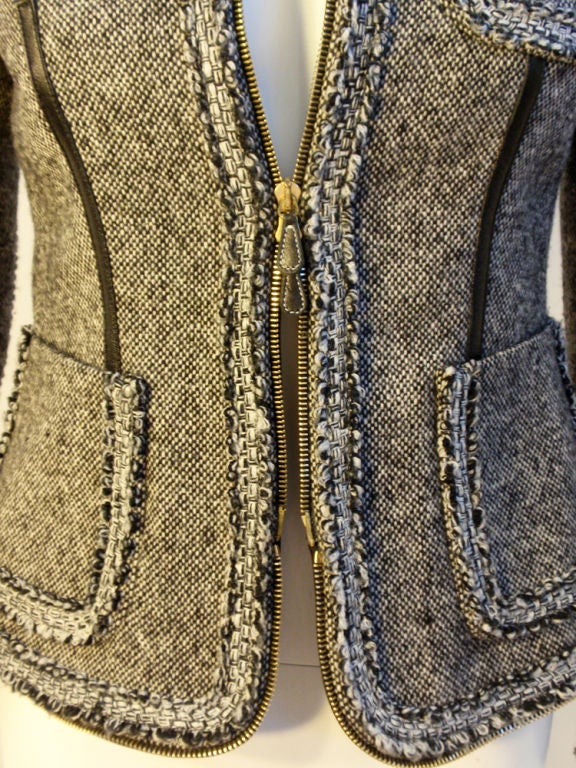 Alexander McQueen Tweed Jacket with Zipper Detail 1