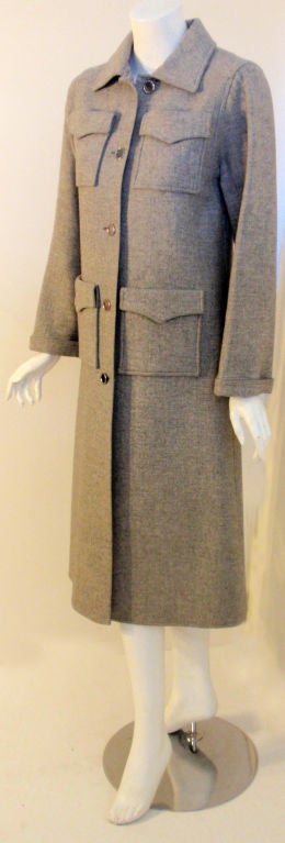 Women's Courreges Gray Wool Coat Patch Pocket coat , 1960's Size 0