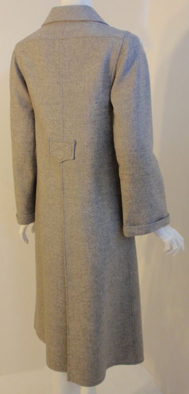 Courreges Gray Wool Coat Patch Pocket coat , 1960's Size 0 1