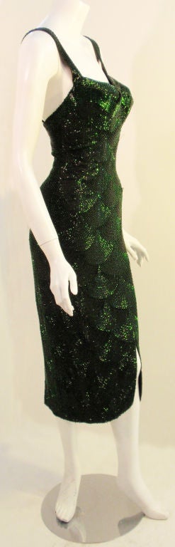 Howard Greer Emerald Hand-Beaded Cocktail Dress, 1950 1