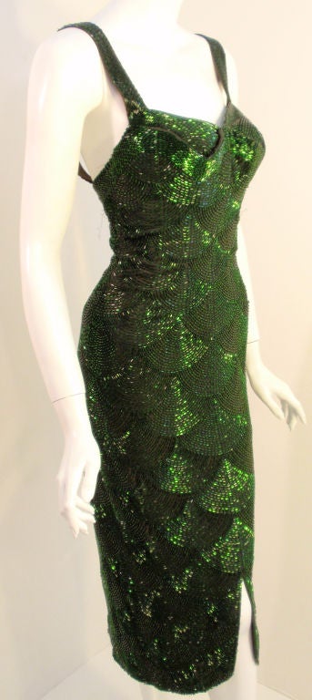 Howard Greer Emerald Hand-Beaded Cocktail Dress, 1950 3