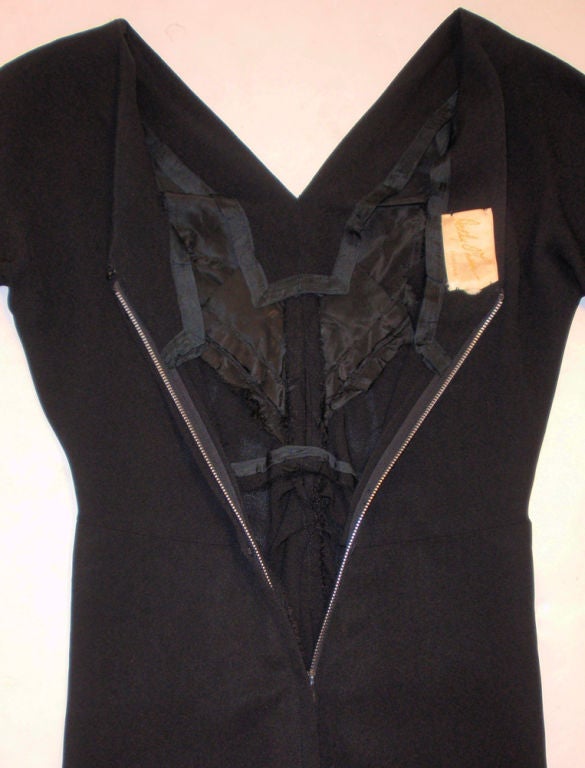 Dorothy O'hara Black Rayon Dress w/ Tuck Point Design, c 1940s For Sale 2