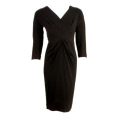 Dorothy O'hara Black Rayon Dress w/ Tuck Point Design, c 1940s 3