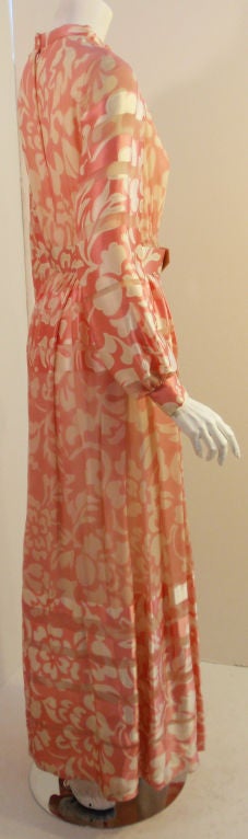 Women's Ceil Chapman Pink and White Silk Chiffon Gown, Circa 1960's Size 6