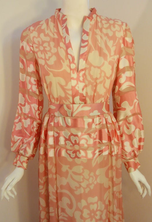 Ceil Chapman Pink and White Silk Chiffon Gown, Circa 1960's Size 6 2
