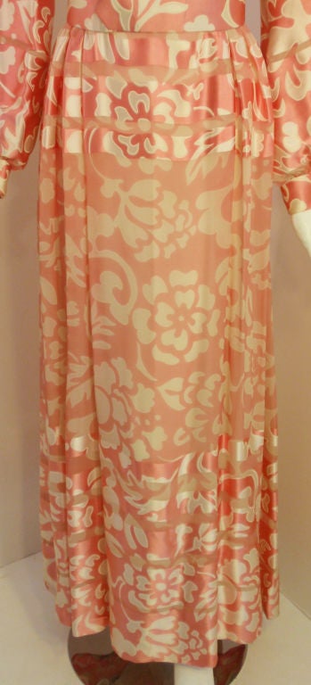 Ceil Chapman Pink and White Silk Chiffon Gown, Circa 1960's Size 6 For