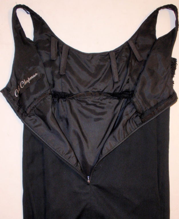 Ceil Chapman Vintage Black Empire Waist Gown with Beaded Bodice, c 1950 sz 6-8 For Sale 4