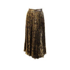 Valentino Night Black & Gold Pleated Long Skirt, 1980's