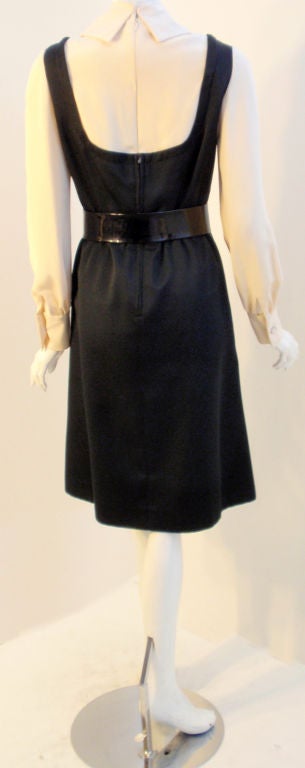 Women's Geoffrey Beene Boutique Black and Cream Satin Dolly Dress, Circa 1960's For Sale