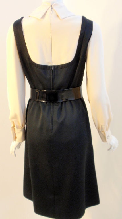 Geoffrey Beene Boutique Black and Cream Satin Dolly Dress, Circa 1960's For Sale 2