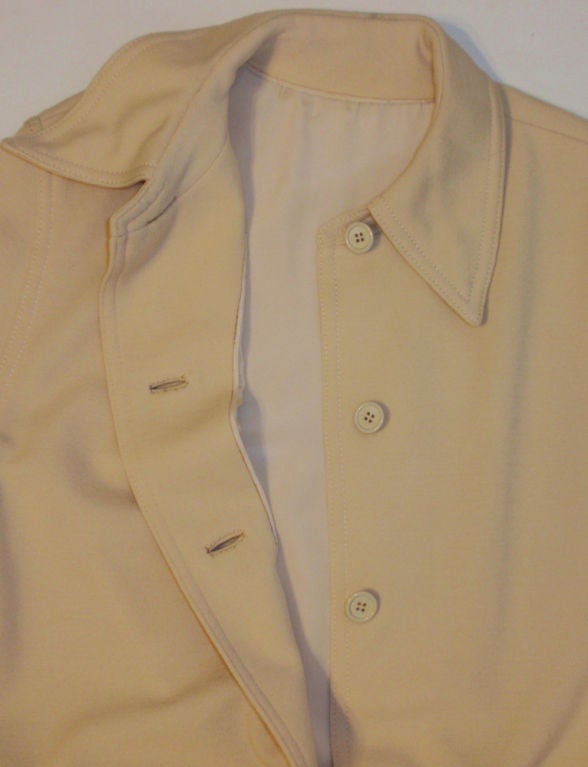 James Galanos Cream Trench Coat Dress w/ Belt, 1970's 6