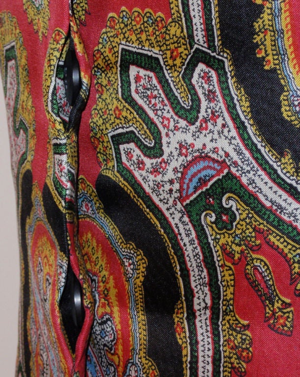 James Galanos 3 pc Skirt Suit w/ Paisley Jacket, Black vest & Chiffon Skirt 4