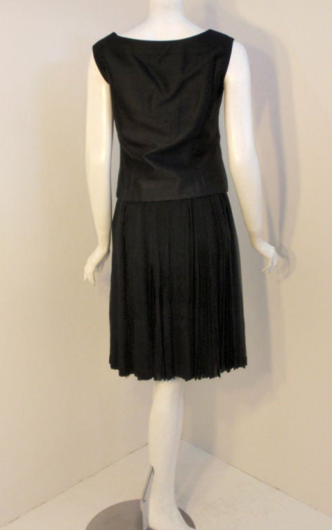 James Galanos 3 pc Skirt Suit w/ Paisley Jacket, Black vest & Chiffon Skirt 1