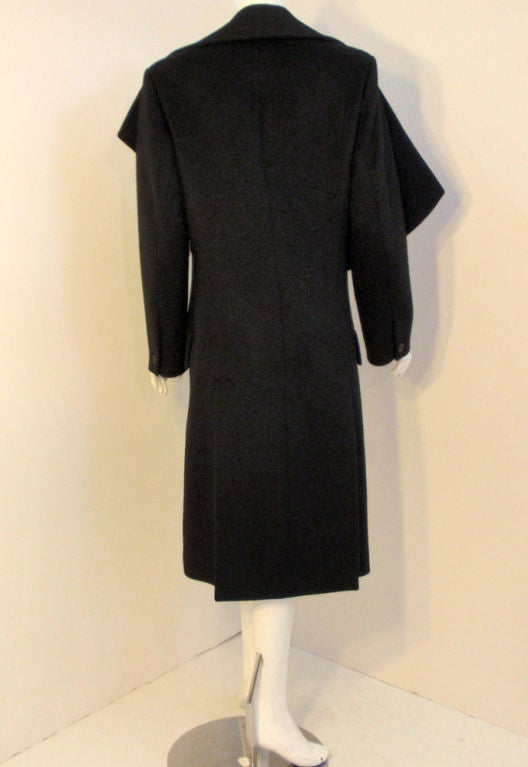 Women's John Galliano Black Wool Overcoat with Exaggerated Lapel