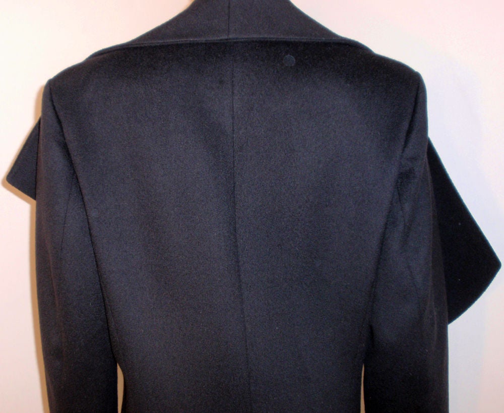 John Galliano Black Wool Overcoat with Exaggerated Lapel 3