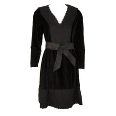 Givenchy Black Velvet and Lace Cocktail Dress w/ Bow Belt