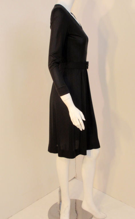 Emilio Pucci Black Long Sleeve Belted Jersey Cocktail Dress, circa 1970 1