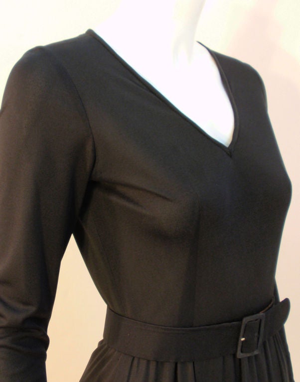 Emilio Pucci Black Long Sleeve Belted Jersey Cocktail Dress, circa 1970 3