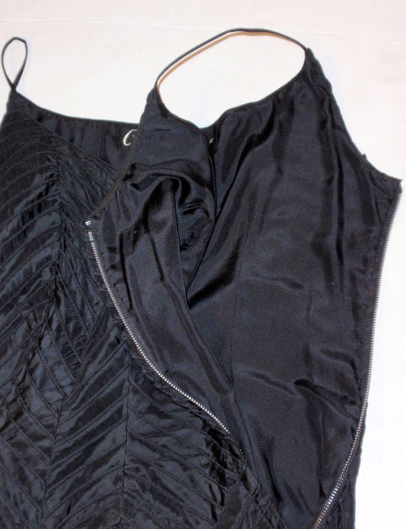 Ceil Chapman Black Ribbed Chevron Detail Taffeta Cocktail dress, c. 1950's For Sale 5