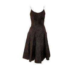 Ceil Chapman Black Ribbed Chevron Detail Taffeta Cocktail dress, c. 1950's 9
