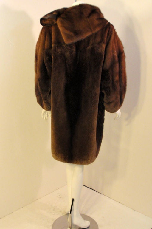 Claude Montana Brown Mink & Beaver Fur Cocoon Coat, 1980's 1