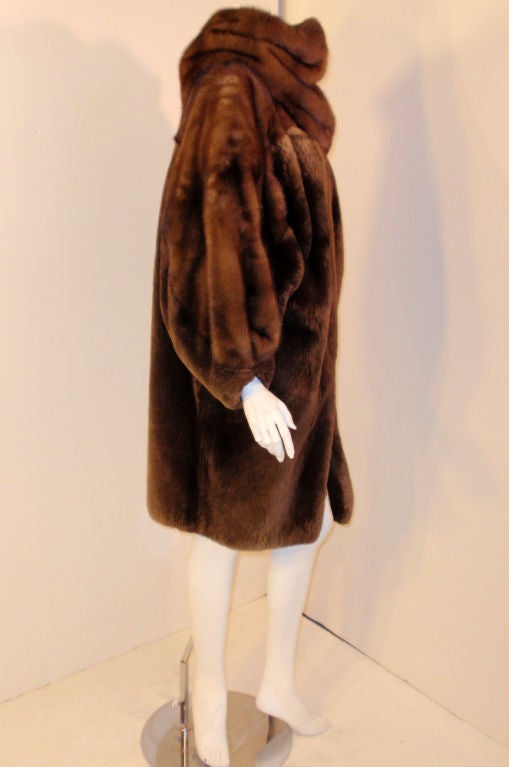 Claude Montana Brown Mink & Beaver Fur Cocoon Coat, 1980's 2
