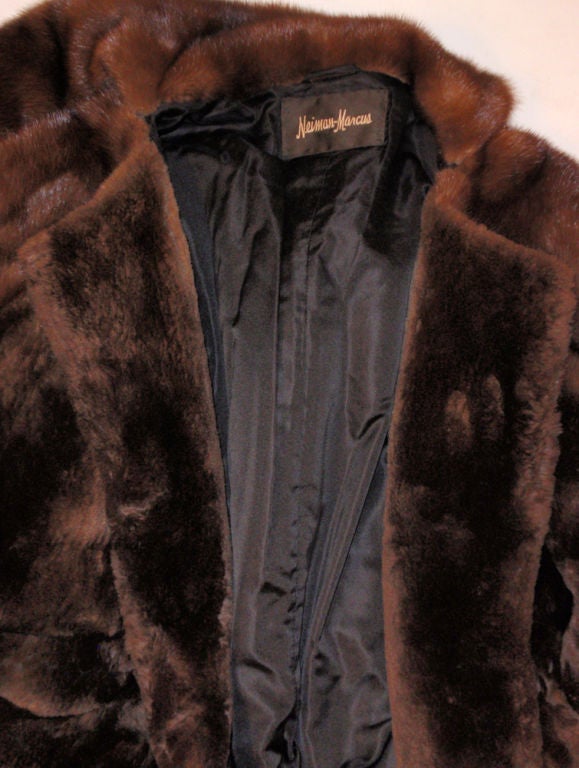 Claude Montana Brown Mink & Beaver Fur Cocoon Coat, 1980's 6