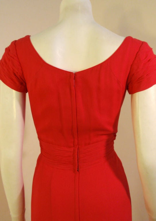 Women's Ceil Chapman Vintage Raspberry Chiffon Cocktail dress, c 1950s Size 2 For Sale