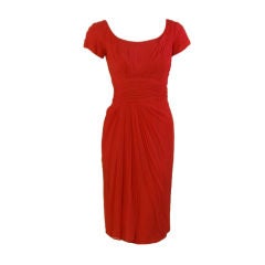 Ceil Chapman Vintage Raspberry Chiffon Cocktail dress, c 1950s Size 2 6