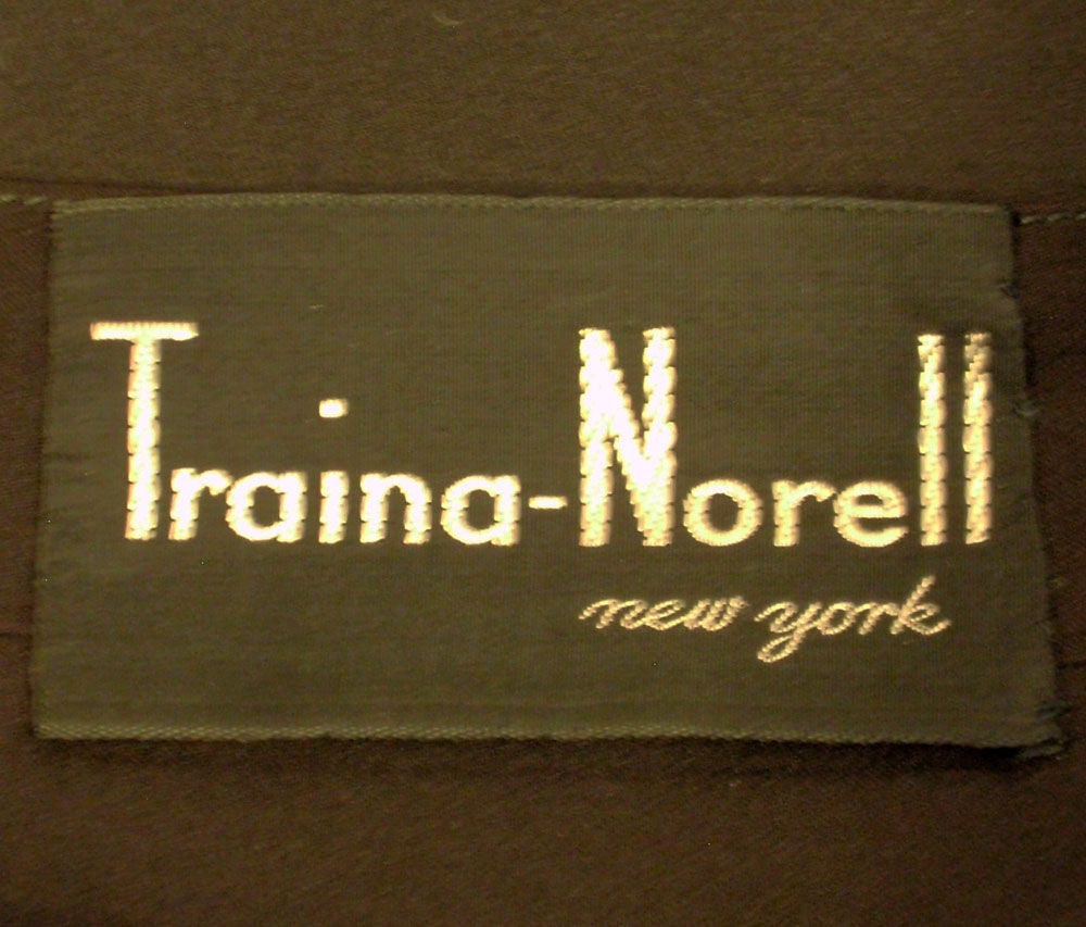 Traina-Norell Vintage Black Chiffon & Cream Lace Gown,