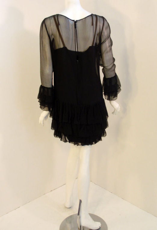 black chiffon ruffle dress