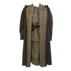 Pauline Trigere 3 Pc. Wool Tweed Overcoat, Top and Skirt, c 1980 6