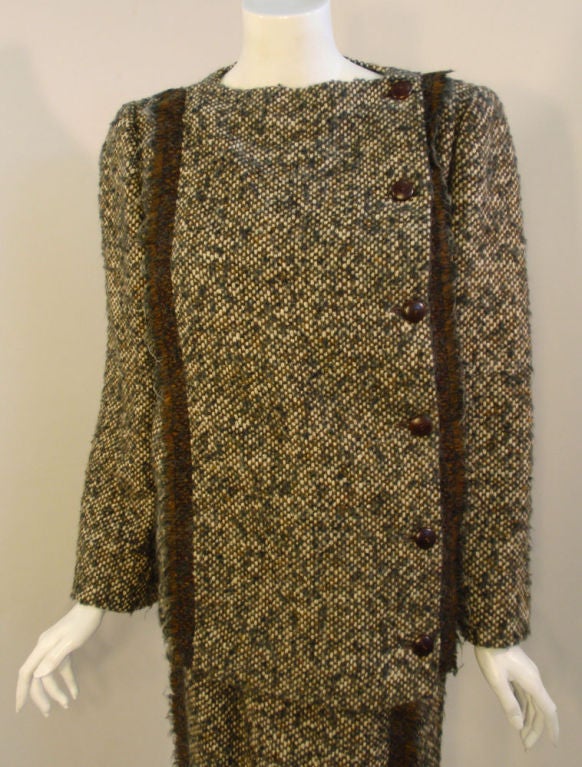 Pauline Trigere 3 Pc. Wool Tweed Overcoat, Top and Skirt, c 1980 3
