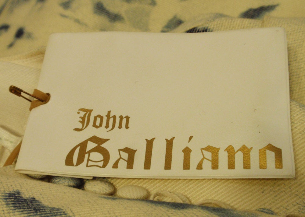 John Galliano Bleached Denim Dress w/ Crinoline, c 2000's 5