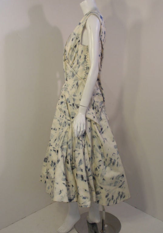 Brown John Galliano Bleached Denim Dress w/ Crinoline, c 2000's
