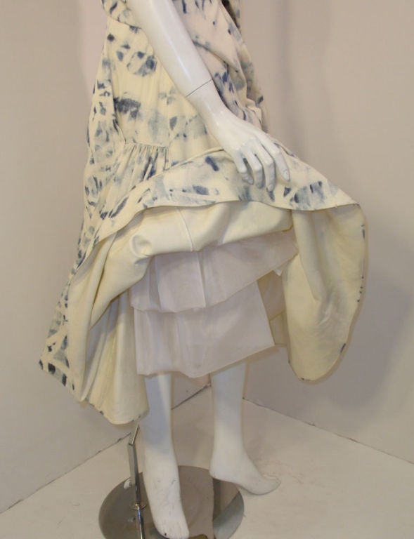 John Galliano Bleached Denim Dress w/ Crinoline, c 2000's 3