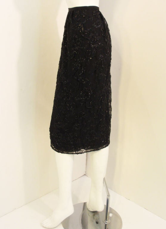 Giorgio Sant' Angelo Black Beaded & Embroidered Skirt, c. 1980's For Sale 1