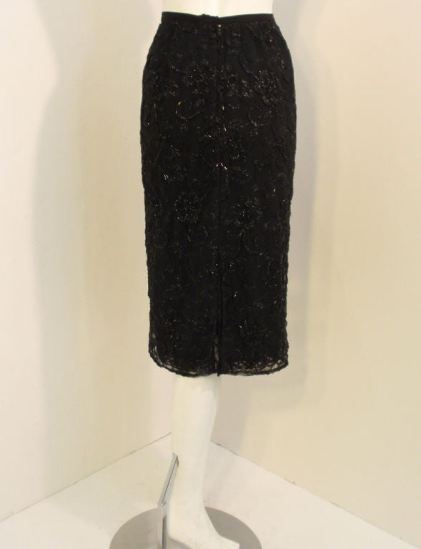 Giorgio Sant'Angelo - Jupe noire perlée et brodée, c. 1980 en vente 1
