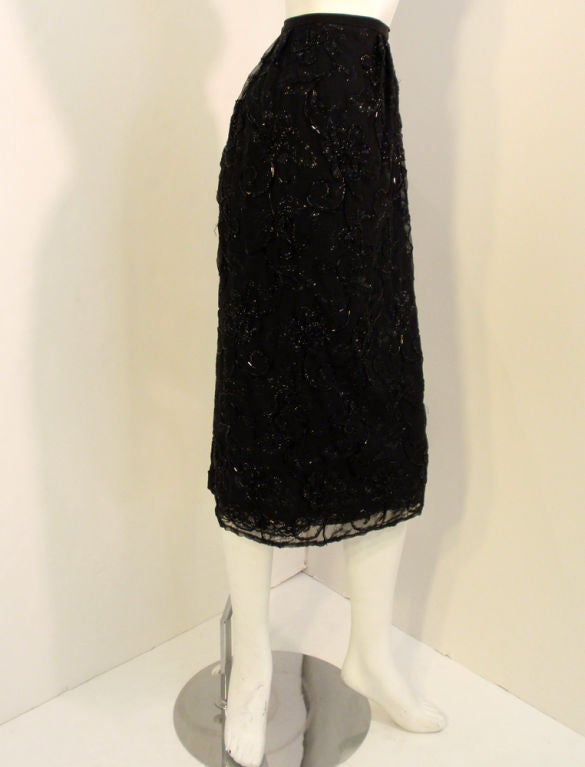 Giorgio Sant' Angelo Black Beaded & Embroidered Skirt, c. 1980's For Sale 3