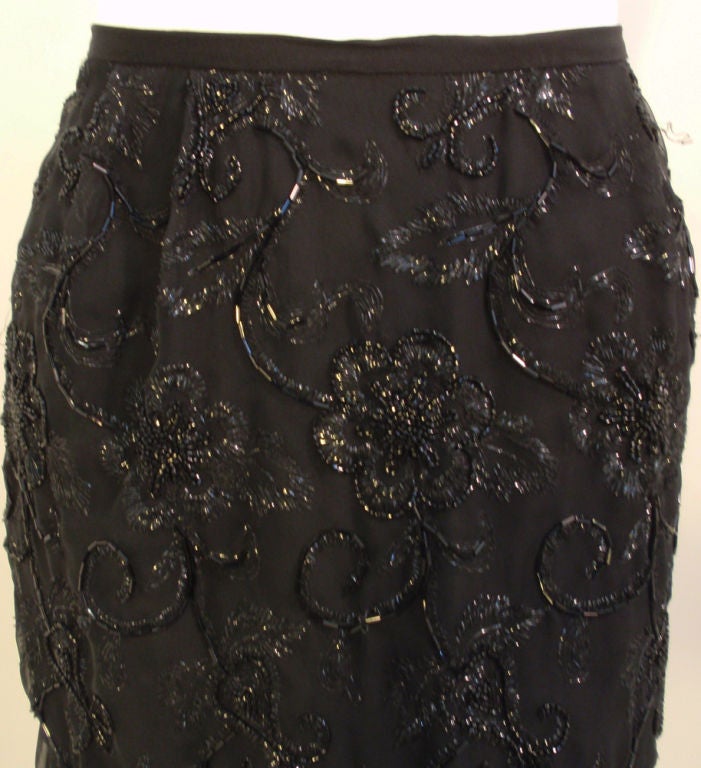 Giorgio Sant' Angelo Black Beaded & Embroidered Skirt, c. 1980's For Sale 4