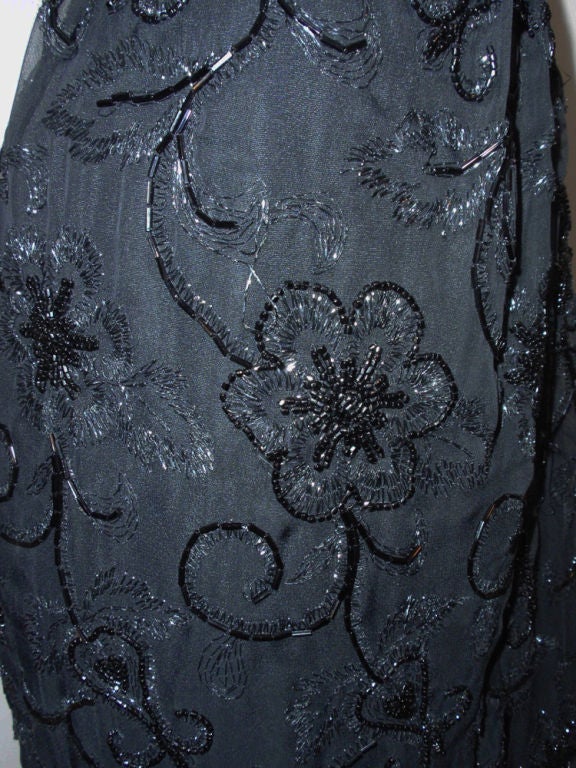 Giorgio Sant' Angelo Black Beaded & Embroidered Skirt, c. 1980's For Sale 5