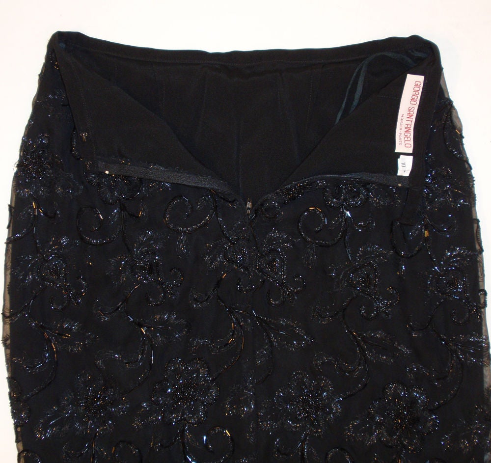 Giorgio Sant' Angelo Black Beaded & Embroidered Skirt, c. 1980's For Sale 6