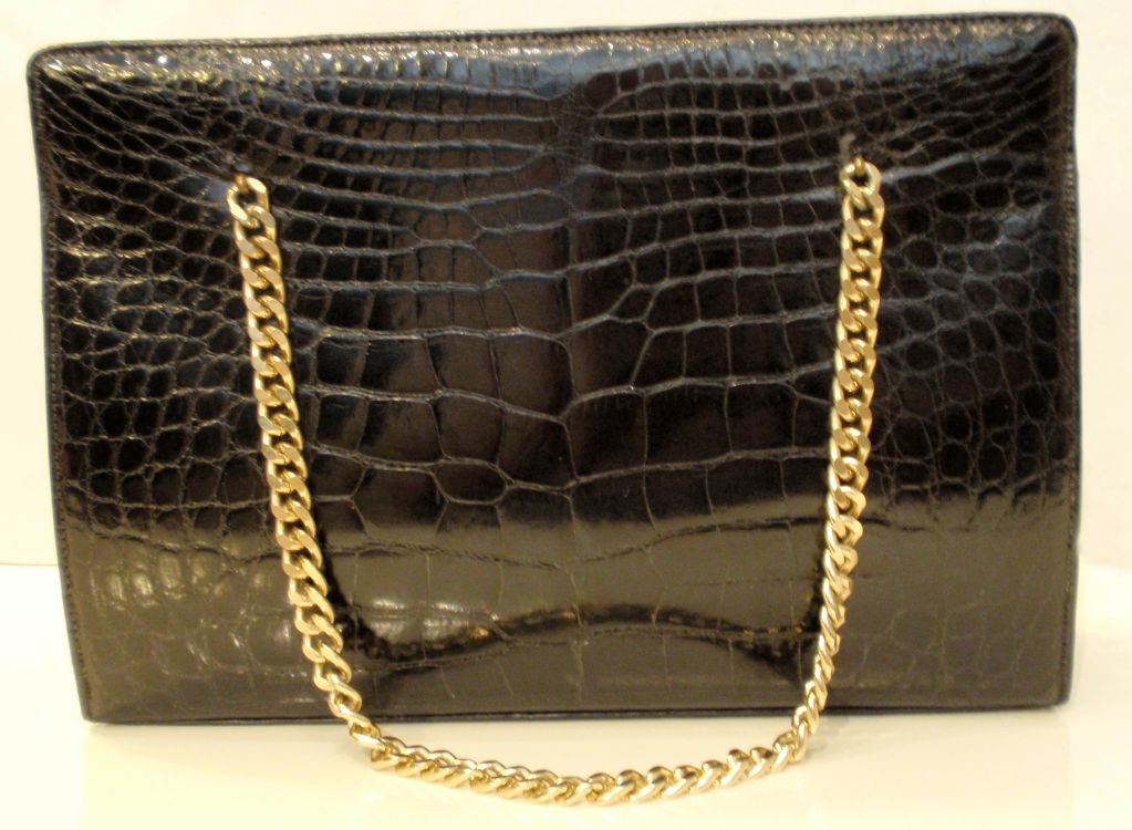 Women's Lucille de Paris Black Vintage Alligator Handbag, circa 1950's